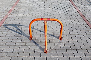 Lock and closed parking place. Red Limiter parking Space. Private parking.