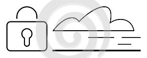 Cloud security concept with a lock symbol and a cloud representing data protection and encryption