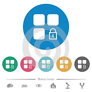 Lock component flat round icons