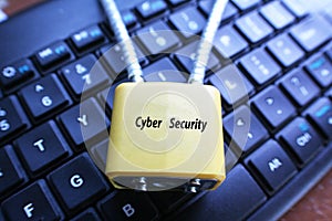 Lock On Computer Keyboard Representing Cyber Security High Quality