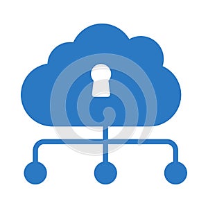 Lock computing glyph color flat vector icon