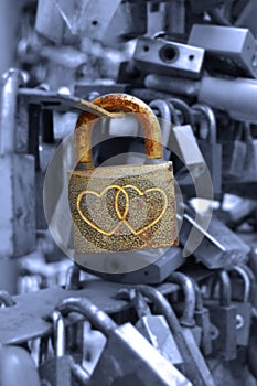 Lock with couple of hearts
