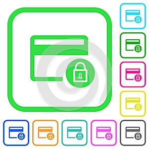 Lock credit card transactions vivid colored flat icons