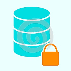 Lock Database Icon. Vector Simple Minimal 96x96 Pictogram