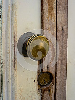 Lock detail on old wooden door