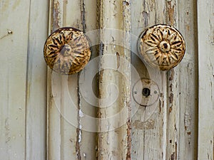 Lock detail on old wooden door