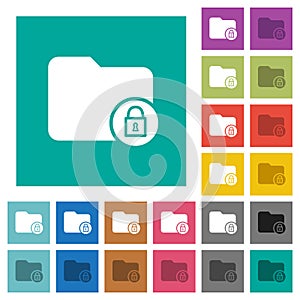 Lock directory square flat multi colored icons