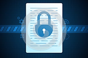 Lock document file illustration, data security concept.