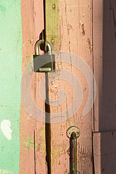 Lock on the door to the basement of a Five-storey house building