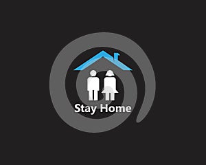 Lock down and stay home logo vector template