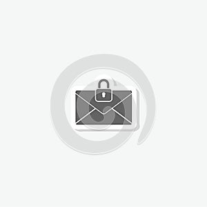 Lock e-mail icon sticker isolated on gray background