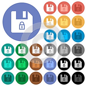Lock file round flat multi colored icons