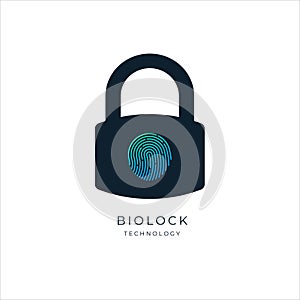 Lock with Fingerprint. Bio lock Data protection. logo or icon design for personal and system privacy, Cyber security