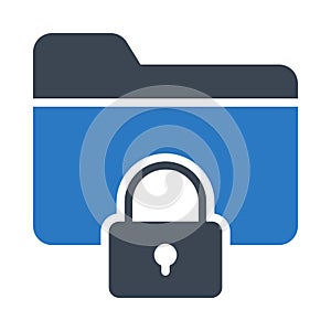 Lock folder glyph color flat vector icon