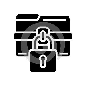 lock folder glyph icon vector illustration