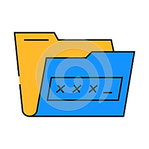 lock folder icon color illustration