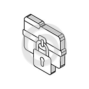 lock folder isometric icon vector illustration