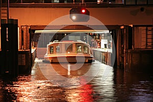 Lock gate at night