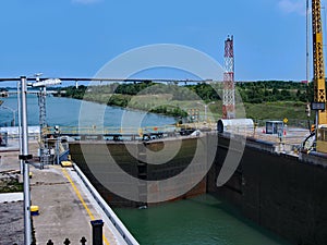 Lock gate opening on the Welland Canal