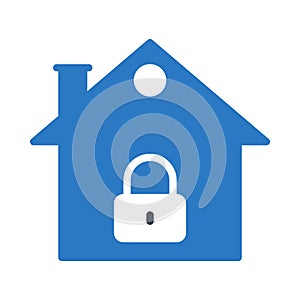 Lock house glyph color flat vector icon