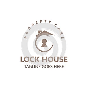 Lock House secure logo design, smart key home vector concept