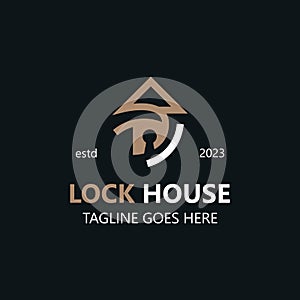 Lock House secure logo design, smart key home vector concept