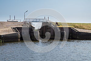 The lock of HÃ¸jer, Wadden Sea, Denmark