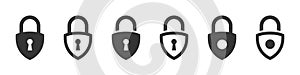 Lock icon collection. Conceptual lock signs. Padlocks flat and linear style. Vector icons