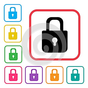 Lock icon. Colorful set additional versions icons. Vector