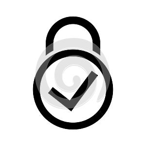 Lock icon design. Padlock with check mark symbol vector. Security Concept. Vector illustration