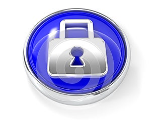 Lock icon on glossy blue round button