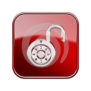 Lock on icon glossy red..
