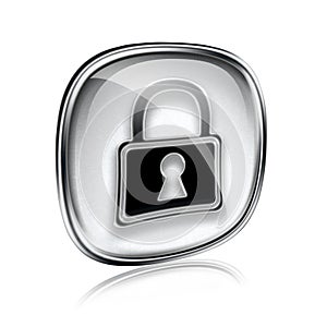 Lock icon grey glass.