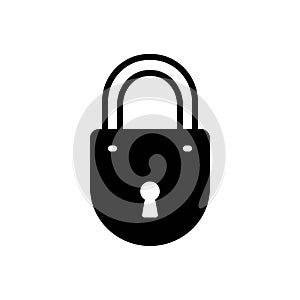 Black solid icon for Lock, keyhole and on closed