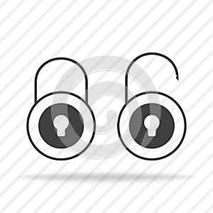Lock icon with locked and unlocked position. Padlock set. Rounded locker. Security icons. Vector EPS 10