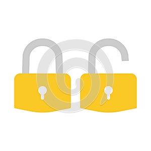 Lock icon. Padlock sign. Unlock. Vector illustration. Flat design.