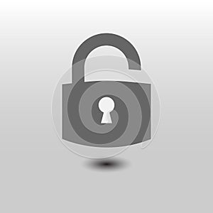 Lock icon. Padlock sign. Unlock. Vector illustration. Flat design.