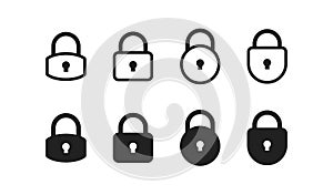 Lock icon set. Padlock, privacy symbol. Password closed in vector flat