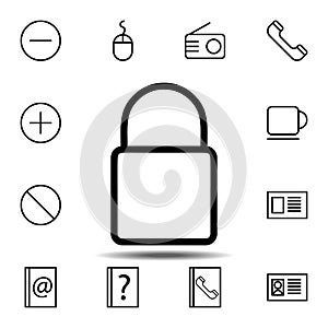 Lock icon. Simple thin line, outline vector element of minimalistic, web icons set for UI and UX, website or mobile application