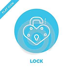 lock icon vector from love collection. Thin line lock outline icon vector  illustration. Linear symbol for use on web and mobile