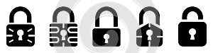 Lock icons set. Padlock icon. Safety symbol. Private security icon.