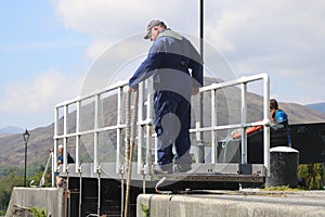 Lock keeper on lock walkway