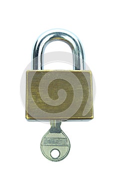 Lock key isolated on white background