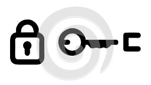 Lock and key outline icon, representing security or access , vector design Generative AI