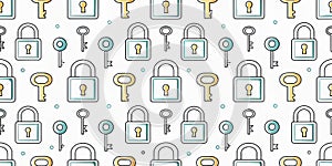 Lock and Key Pattern on White Background for Security and Protection Themed Designs