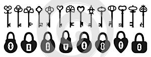 Lock and Key silhouette icon old padlock safety security protection vintage private access symbol