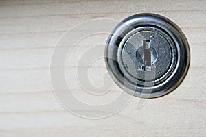 Lock key on a wood drawer