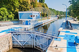 Lock at Labe Elbe river in Brandys nad Labem - Stara Boleslav town, Czech