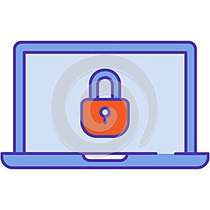 Lock on laptop screen vector safe computer icon