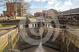 A lock on the Leeds Liverpool canal Wigan. Lancashire